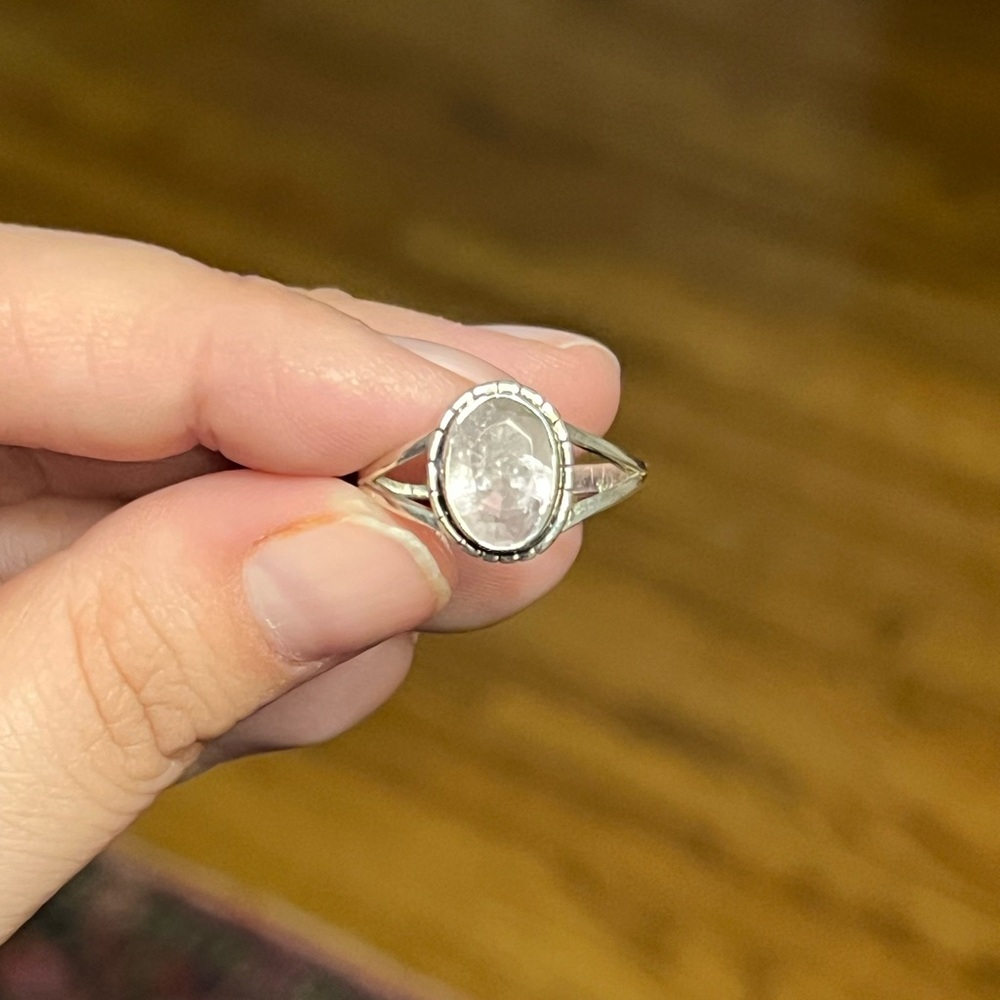 Morganite Sterling Silver Ring 8.75/9